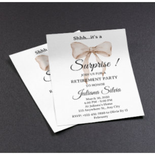 Prospectus 11,4 Cm X 14,2 Cm Parti de la retraite surprise de la Bow beige