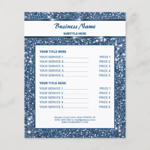 Prospectus 11,4 Cm X 14,2 Cm Parties scintillant Bleu Faux Regarder avec texte