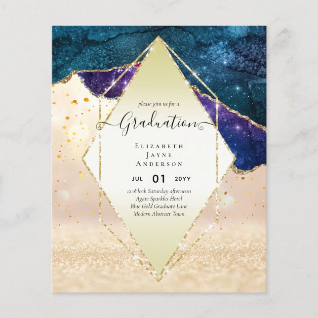 Prospectus 11,4 Cm X 14,2 Cm Parties scintillant d'agaite DIPLÔME Invitations G (Devant)