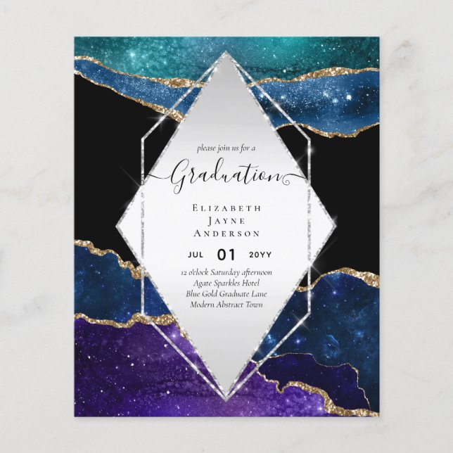 Prospectus 11,4 Cm X 14,2 Cm Parties scintillant d'agaite DIPLÔME Invitations G (Devant)