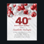 Prospectus 11,4 Cm X 14,2 Cm Parties scintillant de ballons d'argent rouge bon<br><div class="desc">Glam Bourgogne Rouge Argent Parties scintillant Étincelle N'Importe Quel Âge Anniversaire Invitation</div>