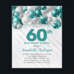 Prospectus 11,4 Cm X 14,2 Cm Parties scintillant de ballons d'argent Turquoise<br><div class="desc">Glam Turquoise Vert Ballons d'argent Parties scintillant étinceler n'importe quel âge Anniversaire Invitation</div>