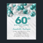 Prospectus 11,4 Cm X 14,2 Cm Parties scintillant de ballons d'argent Turquoise<br><div class="desc">Glam Turquoise Vert Ballons d'argent Parties scintillant étinceler n'importe quel âge Anniversaire Invitation</div>