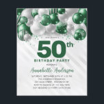 Prospectus 11,4 Cm X 14,2 Cm Parties scintillant de ballons d'argent vert bon m<br><div class="desc">Glam moderne Emerald Green Balloon Parties scintillant étincelante étincelle à tout âge Anniversaire Invitation</div>