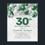 Prospectus 11,4 Cm X 14,2 Cm Parties scintillant de ballons d'argent vert pas c<br><div class="desc">Glam moderne Emerald Green Balloon Parties scintillant étincelante étincelle à tout âge Anniversaire Invitation</div>