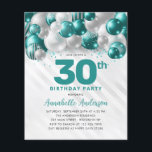 Prospectus 11,4 Cm X 14,2 Cm Parties scintillant de ballons d'argent vert Turqu<br><div class="desc">Glam Turquoise Vert Ballons d'argent Parties scintillant étinceler n'importe quel âge Anniversaire Invitation</div>