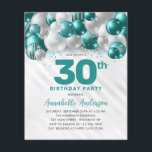 Prospectus 11,4 Cm X 14,2 Cm Parties scintillant de ballons d'argent vert Turqu<br><div class="desc">Glam Turquoise Vert Ballons d'argent Parties scintillant étinceler n'importe quel âge Anniversaire Invitation</div>