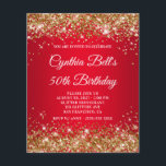 Prospectus 11,4 Cm X 14,2 Cm Parties scintillant d'or Gradient rouge 50e annive<br><div class="desc">Une invitation glamour à 50ème anniversaire pour elle sur une option de circulaire papier budget (pas d'enveloppes incluses). Faux parties scintillant dorée brillante contre une image arrière - plan d'art numérique sombre à rouge foncé. Le script de calligraphie blanche peut être customisé. La parties scintillant dorée de ce design moderne...</div>