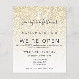 Prospectus 11,4 Cm X 14,2 Cm Parties scintillant d'or Nous sommes Open Salon CO