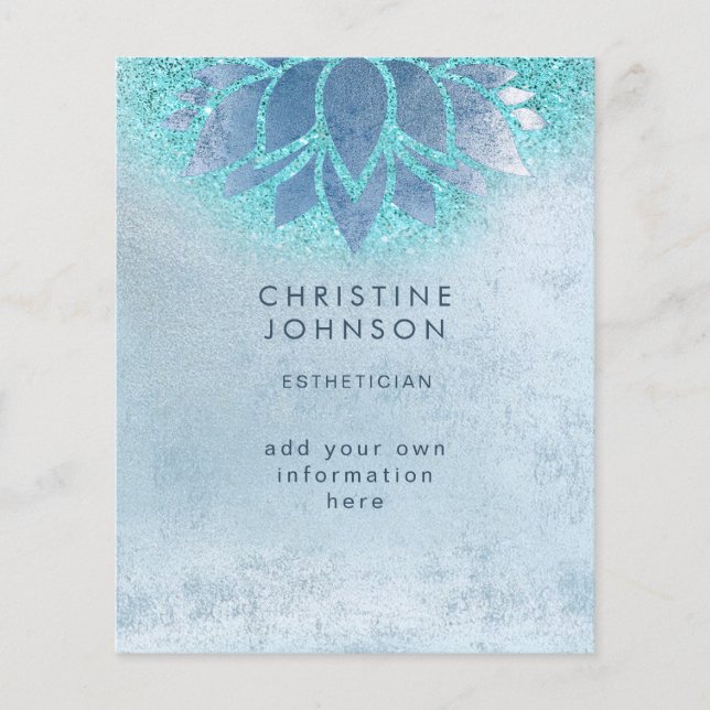 Prospectus 11,4 Cm X 14,2 Cm parties scintillant en faux turquoise bleu esthéti (Devant)