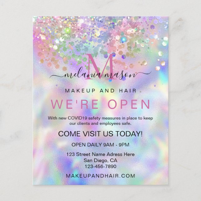 Prospectus 11,4 Cm X 14,2 Cm Parties scintillant holographique épatante Artiste (Devant)