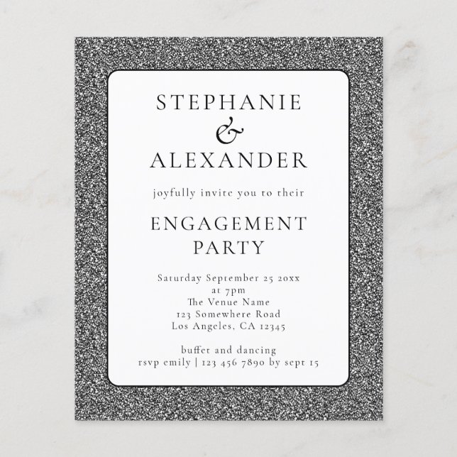 Prospectus 11,4 Cm X 14,2 Cm PARTIES SCINTILLANT PAPIER Silver White Engagement (Devant)