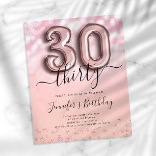 Prospectus 11,4 Cm X 14,2 Cm Parties scintillant rose or ballon 30e anniversair