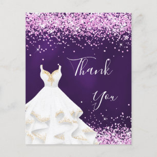 Prospectus 11,4 Cm X 14,2 Cm Parties scintillant rose violet robe blanche merci