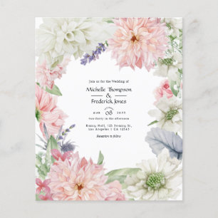 Prospectus 11,4 Cm X 14,2 Cm Pastel Blush Pink Dahlia Faire-part de mariage