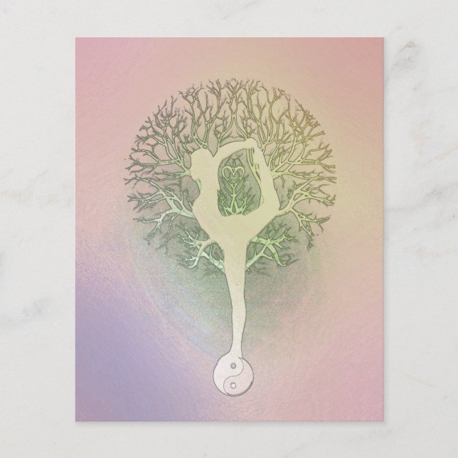 Prospectus 11,4 Cm X 14,2 Cm Pastel Pink Rainbow Yoga Tree (Devant)