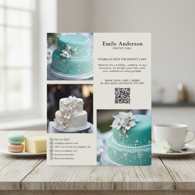 Prospectus 11,4 Cm X 14,2 Cm Pâtisserie Chef de pâtisserie Publicité promotionn (Bakery Pastry Chef Promotional Advertising Flyer)