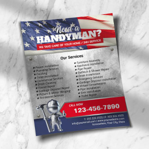 Prospectus 11,4 Cm X 14,2 Cm Patriotique Handyman Repair Service 3D Metal Worke