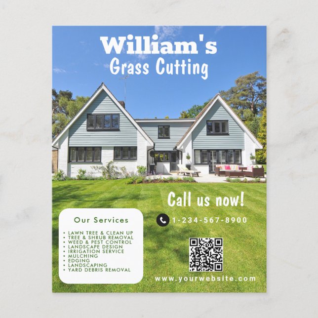 Prospectus 11,4 Cm X 14,2 Cm Paysage de coupe de l'herbe de sciage de pelouse (Devant)