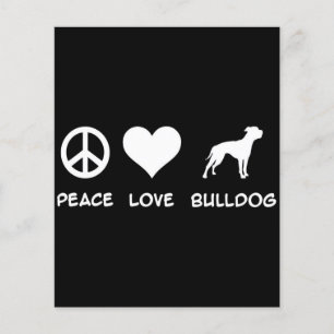 Prospectus 11,4 Cm X 14,2 Cm Peace Love Bulldog Joli cadeau à Bulldog Lover