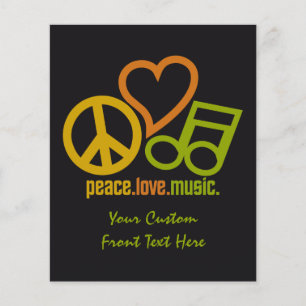 Prospectus 11,4 Cm X 14,2 Cm Peace Love Music Flyers personnalisés