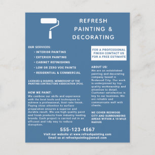 Prospectus 11,4 Cm X 14,2 Cm Peintre et Décorateur Rouleau à Peindre Marine