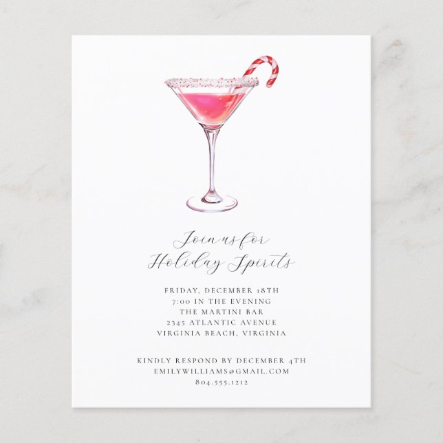 Prospectus 11,4 Cm X 14,2 Cm Pepperment Martini Holiday Cocktail Invitation de  (Devant)