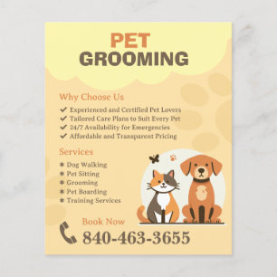 Prospectus 11,4 Cm X 14,2 Cm Pet Grooming Custom Editable Flyer