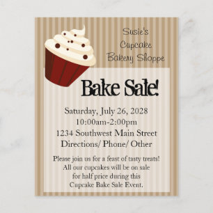 Prospectus 11,4 Cm X 14,2 Cm Petit Cupcake, Flyers de vente à emporter rayures 