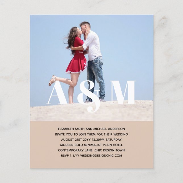Prospectus 11,4 Cm X 14,2 Cm PHOTO BOLD BUDGET OVERLAY Wedding Invitations (Devant)