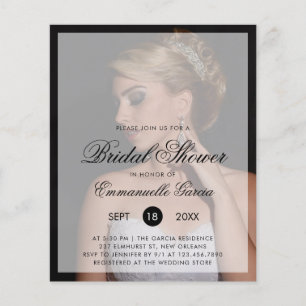 Prospectus 11,4 Cm X 14,2 Cm Photo Budget moderne Invitation de douche nuptiale