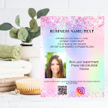 Prospectus 11,4 Cm X 14,2 Cm Photo holographique d'entreprise code qr instagram<br><div class="desc">Personnalisez et ajoutez votre nom,  adresse,  texte,  photo,  votre propre code QR à votre compte instagram. Rosée,  violette,  or rose,  vert menthe,  fond holographique décoré de faux éclats de parties scintillant.</div>