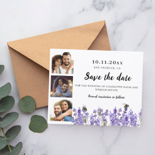 Prospectus 11,4 Cm X 14,2 Cm Photo lavande florales mariage Enregistrer la date