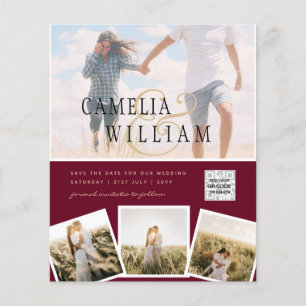 Prospectus 11,4 Cm X 14,2 Cm Photographie moderne QR Code Enregistrer Date Mari