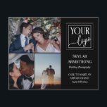 Prospectus 11,4 Cm X 14,2 Cm Photographie noire Logo Photographe professionnel<br><div class="desc">Flyer recto verso pour un photographe professionnel,  où vous pouvez présenter trois de vos photos avec votre logo. Ajoutez votre nom et spécialité ou titre ou service sur la couverture. Le dos présente un faux bec doré,  un autre logo,  et vos coordonnées en noir.</div>