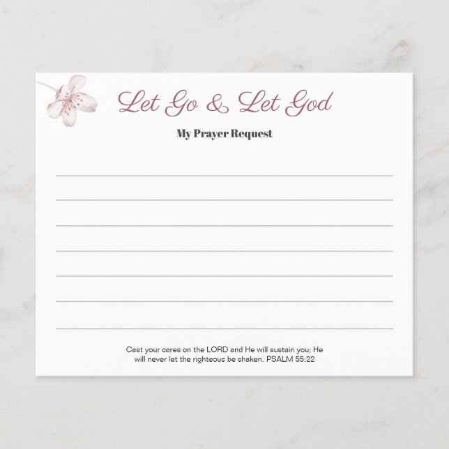 Prospectus 11,4 Cm X 14,2 Cm Pink Blossom Women's Prayer Request Card (Devant)