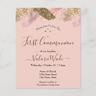Prospectus 11,4 Cm X 14,2 Cm Pink Parties scintillant Budget First Communion Ci