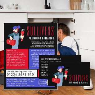 Prospectus 11,4 Cm X 14,2 Cm Plomberie de dessin, plombier, Plomberie Publicité