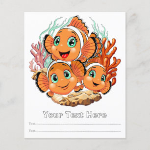 Prospectus 11,4 Cm X 14,2 Cm Poisson clown Dessin animé mignon Famille Sous l'e