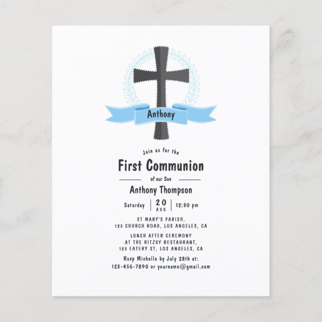 Prospectus 11,4 Cm X 14,2 Cm Première Sainte Communion de garçon (Devant)