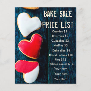 Prospectus 11,4 Cm X 14,2 Cm Prix de vente de gâteaux Coeur Arrière - plan fonc