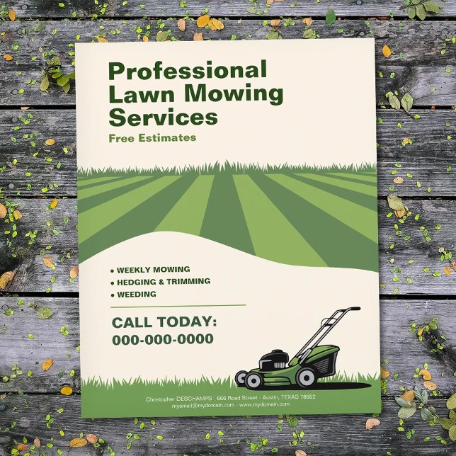 Prospectus 11,4 Cm X 14,2 Cm Professional Lawn Mowing Services (Professional Lawn Mowing Services Flyer)