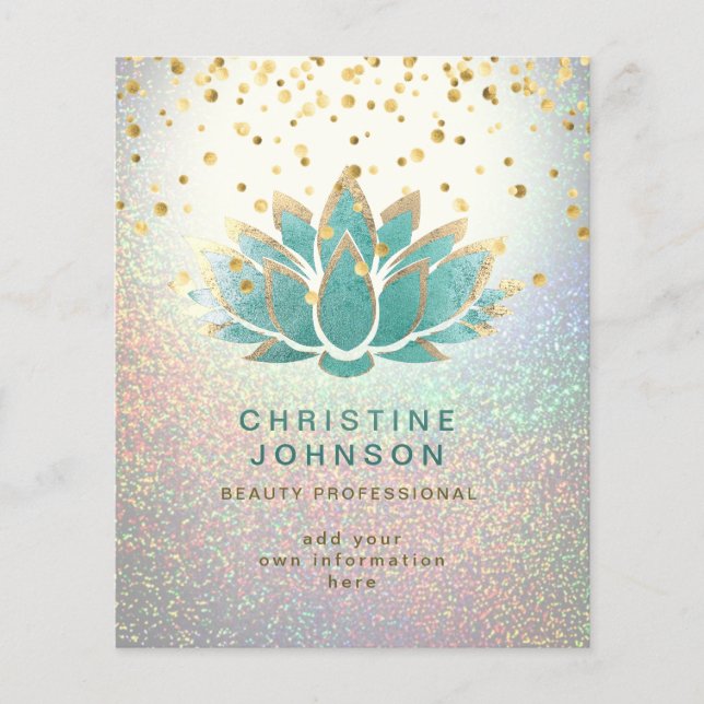 Prospectus 11,4 Cm X 14,2 Cm Professionnel turquoise de la beauté des fleurs de (Devant)