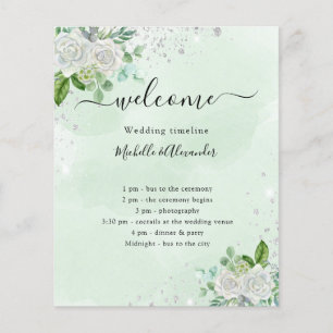 Prospectus 11,4 Cm X 14,2 Cm Programme de chronologie de mariage floral eucalyp