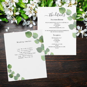 Prospectus 11,4 Cm X 14,2 Cm Programme de mariage eucalyptus vert détails