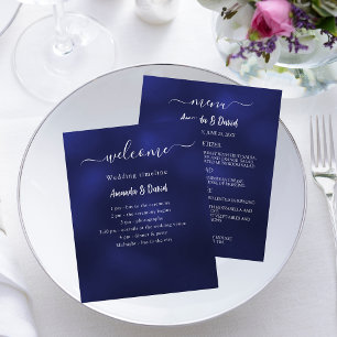 Prospectus 11,4 Cm X 14,2 Cm Programme de mariage Menu Marine bleu blanc budget