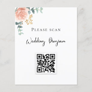 Prospectus 11,4 Cm X 14,2 Cm Programme de mariage QR code brouiller eucalyptus