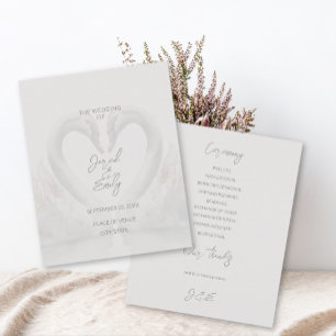Prospectus 11,4 Cm X 14,2 Cm Programme personnalisé de mariage cygne