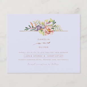 Prospectus 11,4 Cm X 14,2 Cm Purple Peach Summer Floral Wedding Inviter QR Code