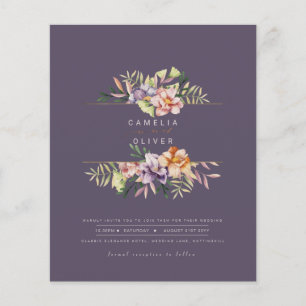 Prospectus 11,4 Cm X 14,2 Cm Purple Peach Summer Floral Wedding Inviter QR Code